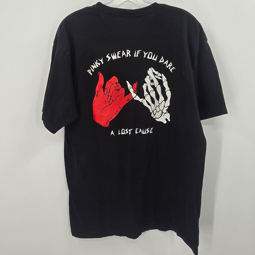 A Lost Cause Mens Pinky Swear If You Dare Graphic T-Shirt‎ Black XL Skate Tee